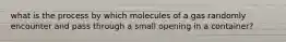 what is the process by which molecules of a gas randomly encounter and pass through a small opening in a container?