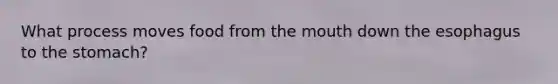 What process moves food from the mouth down the esophagus to the stomach?