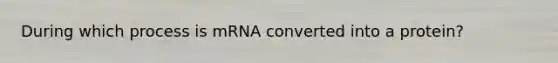 During which process is mRNA converted into a protein?