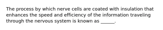 The process by which nerve cells are coated with insulation that enhances the speed and efficiency of the information traveling through the nervous system is known as ______.