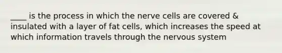 ____ is the process in which the nerve cells are covered & insulated with a layer of fat cells, which increases the speed at which information travels through the nervous system