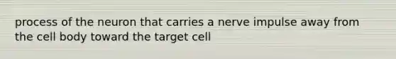 process of the neuron that carries a nerve impulse away from the cell body toward the target cell