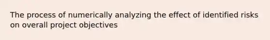 The process of numerically analyzing the effect of identified risks on overall project objectives