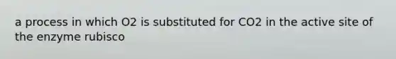 a process in which O2 is substituted for CO2 in the active site of the enzyme rubisco