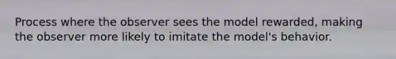 Process where the observer sees the model rewarded, making the observer more likely to imitate the model's behavior.