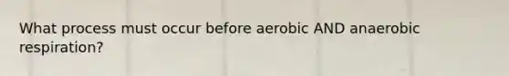 What process must occur before aerobic AND anaerobic respiration?