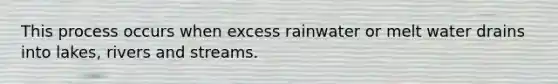 This process occurs when excess rainwater or melt water drains into lakes, rivers and streams.