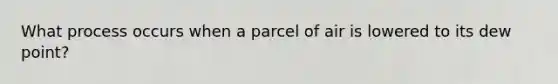 What process occurs when a parcel of air is lowered to its dew point?