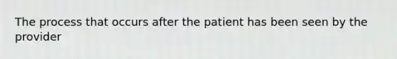 The process that occurs after the patient has been seen by the provider