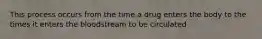 This process occurs from the time a drug enters the body to the times it enters the bloodstream to be circulated