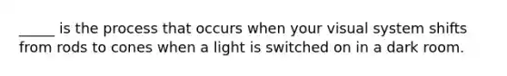 _____ is the process that occurs when your visual system shifts from rods to cones when a light is switched on in a dark room.