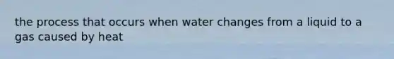 the process that occurs when water changes from a liquid to a gas caused by heat