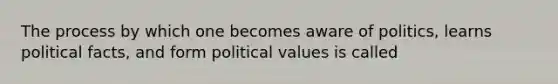 The process by which one becomes aware of politics, learns political facts, and form political values is called