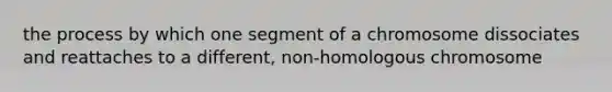 the process by which one segment of a chromosome dissociates and reattaches to a different, non-homologous chromosome