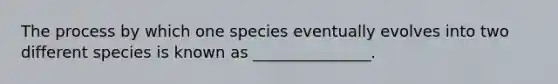 The process by which one species eventually evolves into two different species is known as _______________.