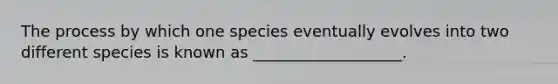 The process by which one species eventually evolves into two different species is known as ___________________.