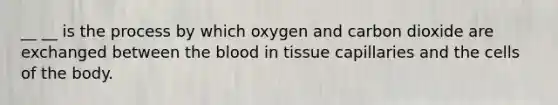 __ __ is the process by which oxygen and carbon dioxide are exchanged between the blood in tissue capillaries and the cells of the body.