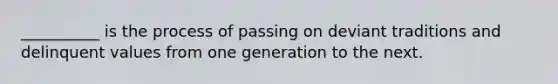 __________ is the process of passing on deviant traditions and delinquent values from one generation to the next.