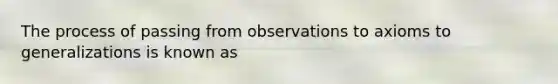 The process of passing from observations to axioms to generalizations is known as