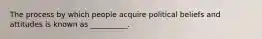 The process by which people acquire political beliefs and attitudes is known as __________.
