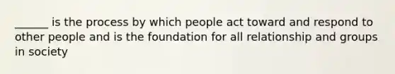 ______ is the process by which people act toward and respond to other people and is the foundation for all relationship and groups in society