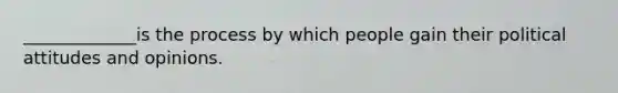 _____________is the process by which people gain their political attitudes and opinions.