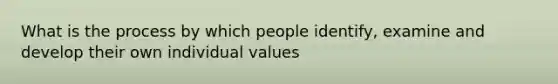 What is the process by which people identify, examine and develop their own individual values