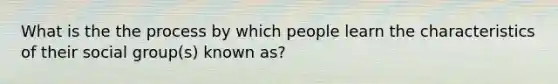 What is the the process by which people learn the characteristics of their social group(s) known as?