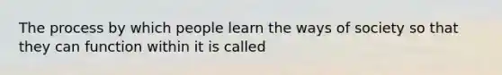 The process by which people learn the ways of society so that they can function within it is called