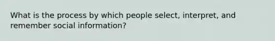 What is the process by which people select, interpret, and remember social information?