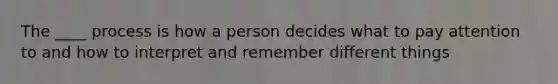 The ____ process is how a person decides what to pay attention to and how to interpret and remember different things