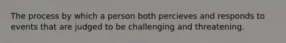 The process by which a person both percieves and responds to events that are judged to be challenging and threatening.