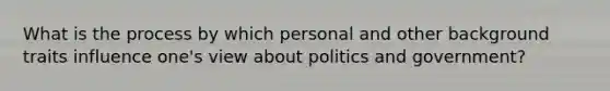 What is the process by which personal and other background traits influence one's view about politics and government?