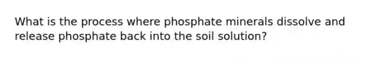 What is the process where phosphate minerals dissolve and release phosphate back into the soil solution?