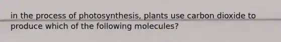 in the process of photosynthesis, plants use carbon dioxide to produce which of the following molecules?