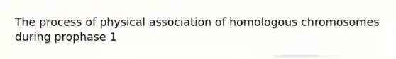 The process of physical association of homologous chromosomes during prophase 1