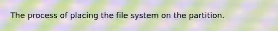 The process of placing the file system on the partition.