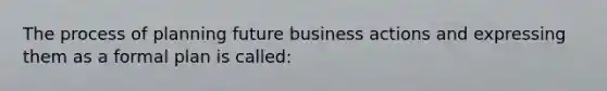 The process of planning future business actions and expressing them as a formal plan is called: