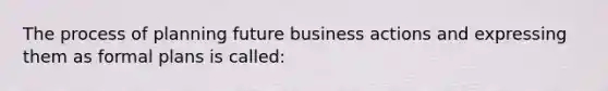 The process of planning future business actions and expressing them as formal plans is called: