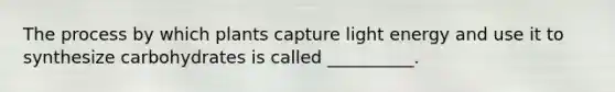 The process by which plants capture light energy and use it to synthesize carbohydrates is called __________.