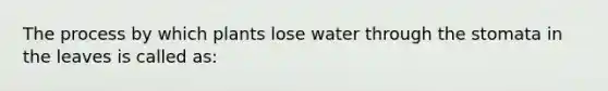 The process by which plants lose water through the stomata in the leaves is called as: