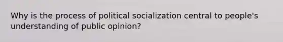 Why is the process of political socialization central to people's understanding of public opinion?