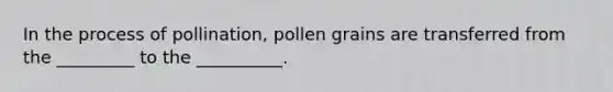 In the process of pollination, pollen grains are transferred from the _________ to the __________.