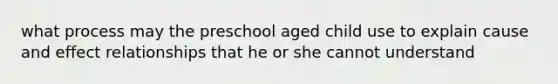 what process may the preschool aged child use to explain cause and effect relationships that he or she cannot understand