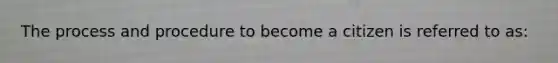 The process and procedure to become a citizen is referred to as: