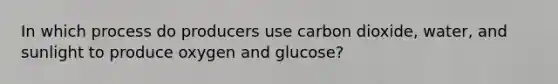 In which process do producers use carbon dioxide, water, and sunlight to produce oxygen and glucose?