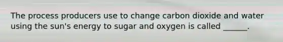 The process producers use to change carbon dioxide and water using the sun's energy to sugar and oxygen is called ______.