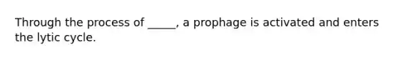 Through the process of _____, a prophage is activated and enters the lytic cycle.