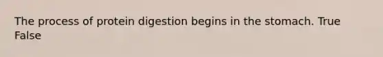 The process of protein digestion begins in the stomach. True False
