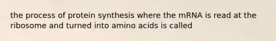 the process of protein synthesis where the mRNA is read at the ribosome and turned into amino acids is called